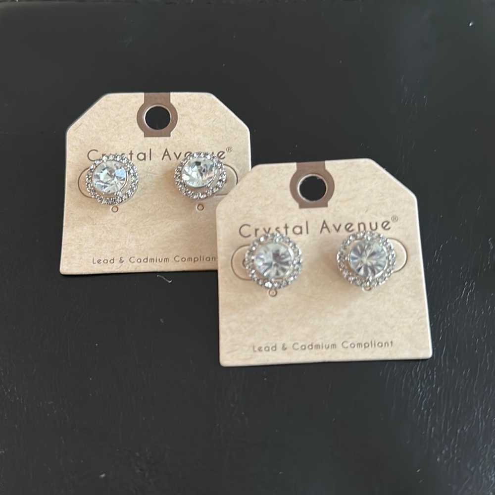 CRYSTAL AVENUE NEW BEGINNINGS CRYSTAL SILVERTONE STUD EARRINGS​